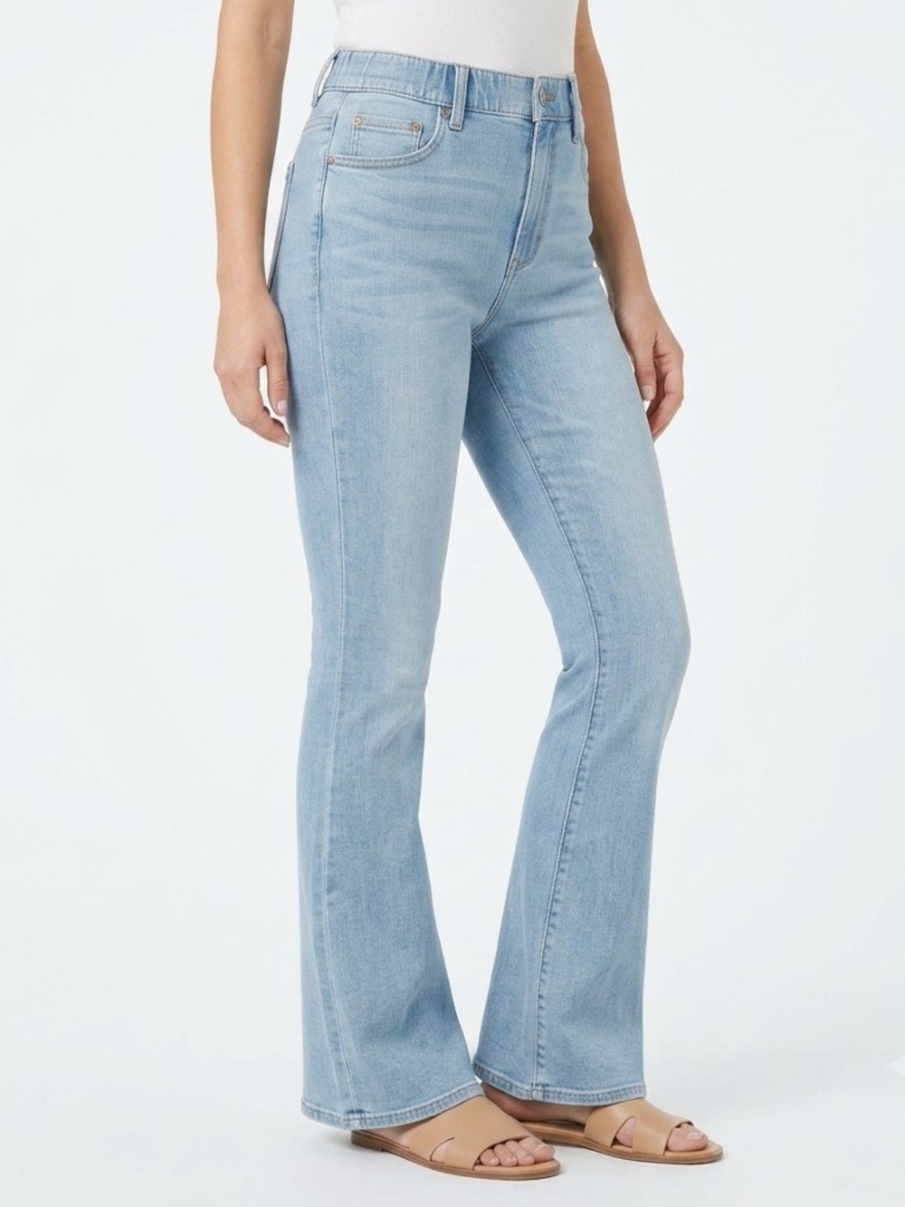SPANX Light Blue High-Rise Flare Jeans Size M